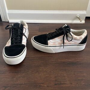 Vans Black and Pink Checkered Women's Sneakers